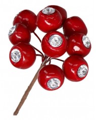 GAŁĄZKI DEKORACYJNE NA STROIK GRUSZKI CZERWONE SZTUCZNE OWOCE 16SZT