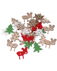 OZDOBY ŚWIĄTECZNE DREWNIANE DO STROIKA 36SZT CHOINKA CHOINKI