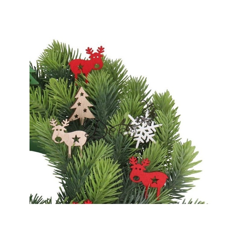 OZDOBY ŚWIĄTECZNE DREWNIANE DO STROIKA 36SZT GWIAZDKA CHOINKA RENIFER