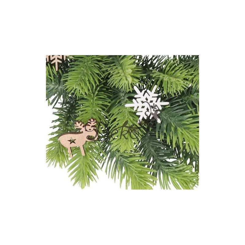 OZDOBY ŚWIĄTECZNE DREWNIANE DO STROIKA 36SZT GWIAZDKA CHOINKA RENIFER