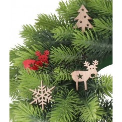 OZDOBY ŚWIĄTECZNE DREWNIANE DO STROIKA 36SZT GWIAZDKA CHOINKA RENIFER