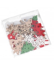 OZDOBY ŚWIĄTECZNE DREWNIANE DO STROIKA 36SZT GWIAZDKA CHOINKA RENIFER