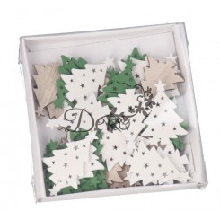 OZDOBY ŚWIĄTECZNE DREWNIANE DO STROIKA 36SZT CHOINKA CHOINKI