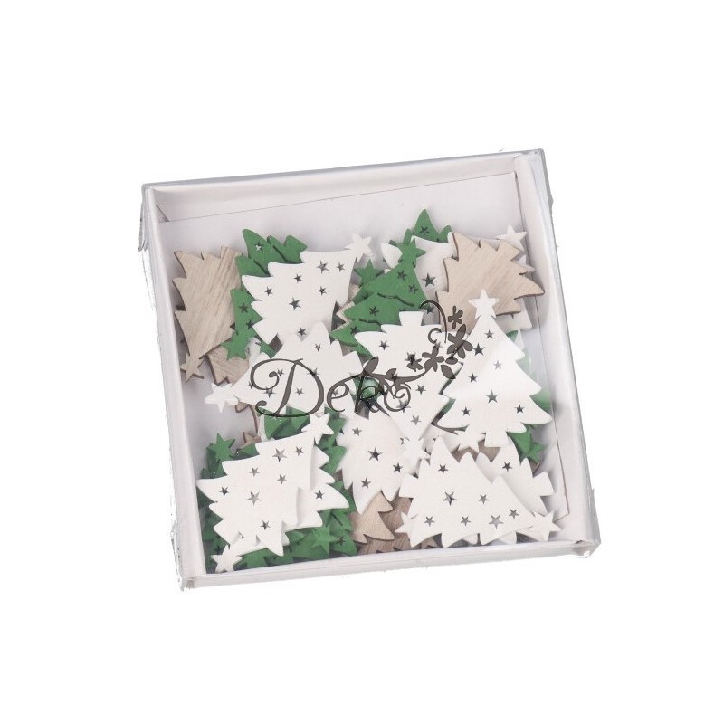 OZDOBY ŚWIĄTECZNE DREWNIANE DO STROIKA 36SZT CHOINKA CHOINKI