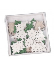 OZDOBY ŚWIĄTECZNE DREWNIANE DO STROIKA 36SZT CHOINKA CHOINKI