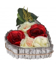 DONICZKA OSŁONKA DREWNIANA SERCE SZARA DONICZKI 25CM