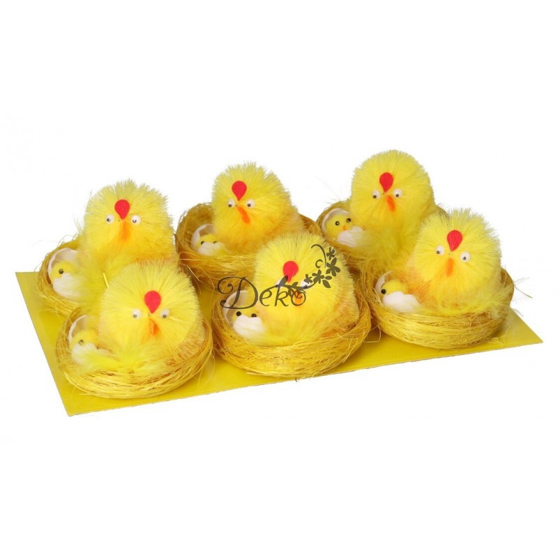 KURCZAKI WIELKANOCNE 6 SZT 8CM KURCZAKI W GNIAZDKU