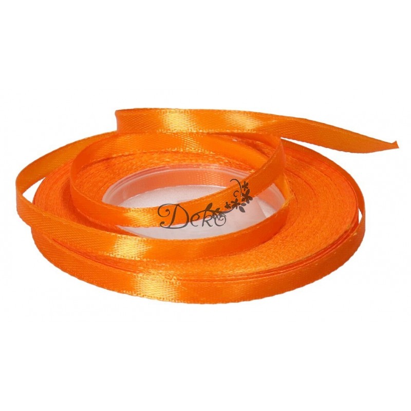 WSTĄŻKA TASIEMKA SATYNOWA POMARAŃCZOWA 6MM 32M