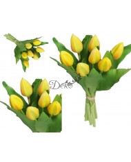 TULIPANY BUKIET TULIPANÓW SZTUCZNE KWIATY GUMOWE 43CM 9GAŁ