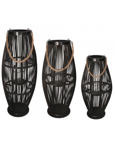 LAMPION BAMBUSOWY RATTANOWY LATARNIA 70 CM CZARNY USZKODZONE