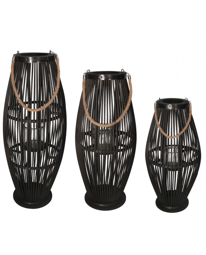LAMPION BAMBUSOWY RATTANOWY LATARNIA 70 CM CZARNY USZKODZONE
