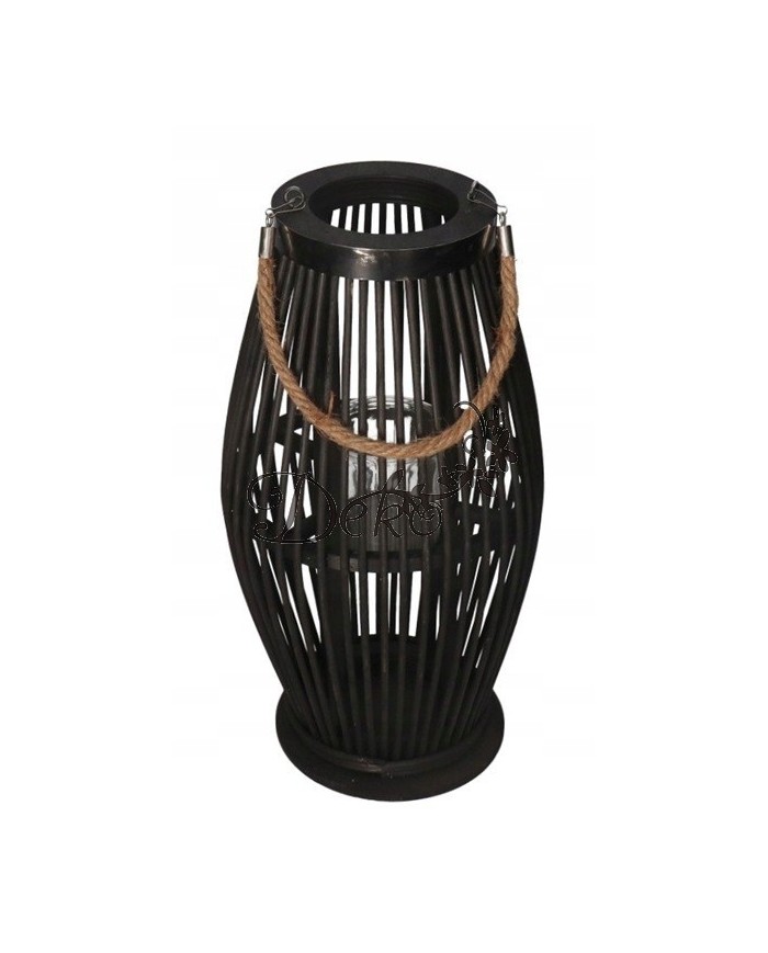 LAMPION BAMBUSOWY RATTANOWY LATARNIA 70 CM CZARNY USZKODZONE