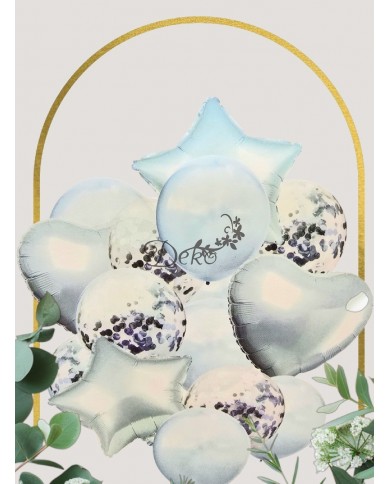 BALONY NA URODZINY ZESTAW BALONÓW MIX 14 SZT ŚLUB PARTY