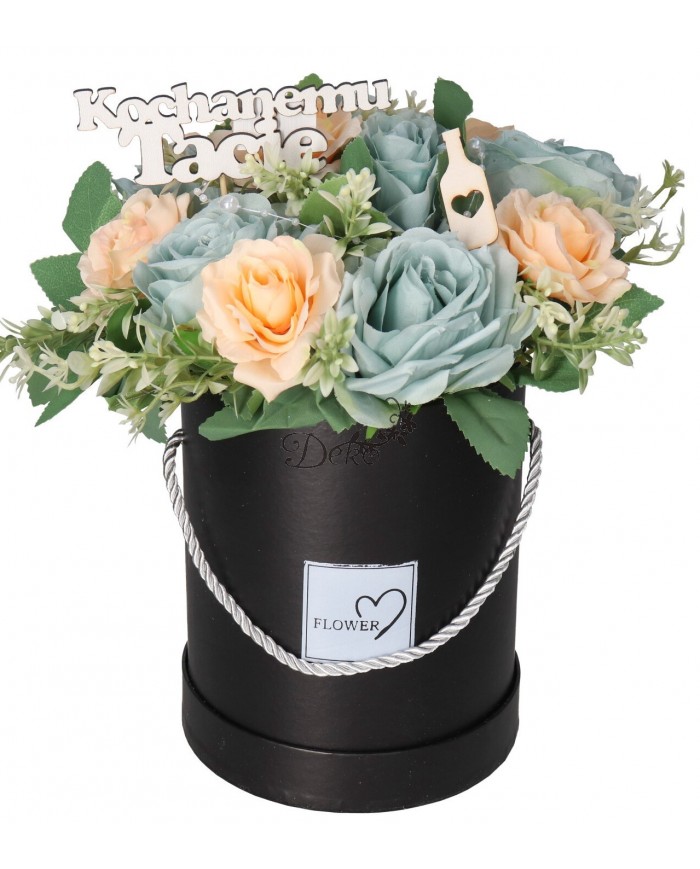 FLOWER BOX PUDEŁKO DLA TATY PREZENT SZTUCZNE KWIATY