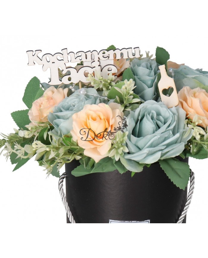 FLOWER BOX PUDEŁKO DLA TATY PREZENT SZTUCZNE KWIATY