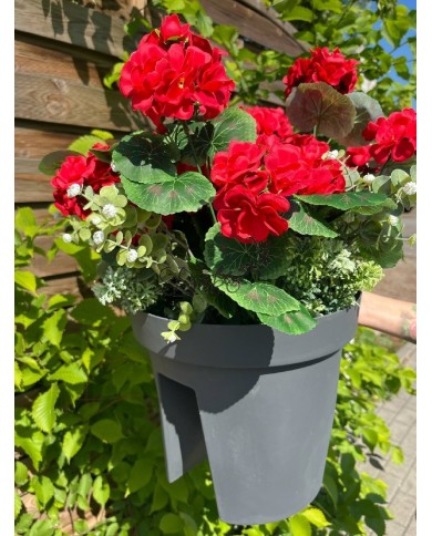 PELARGONIA W DONICZCE NA BALKON SZTUCZNE KWIATY JAK ŻYWE