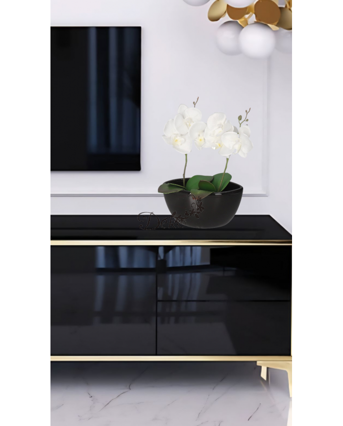 DONICZKA OSŁONKA CERAMICZNA CZARNA ŁÓDKA OZDOBA