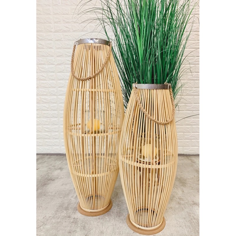 LAMPION BAMBUSOWY RATTANOWY LATARNIA 95 CM USZKODZONE