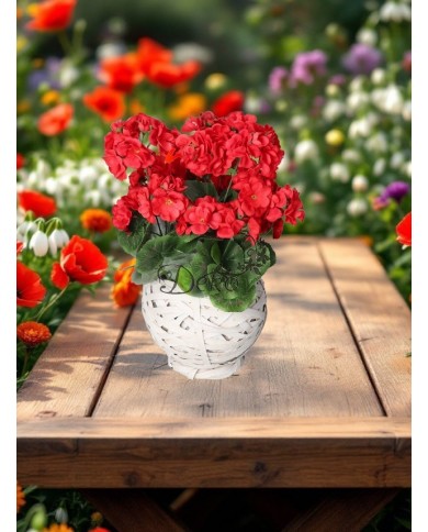 PELARGONIA W DONICZCE SZTUCZNE KWIATY JAK ŻYWE