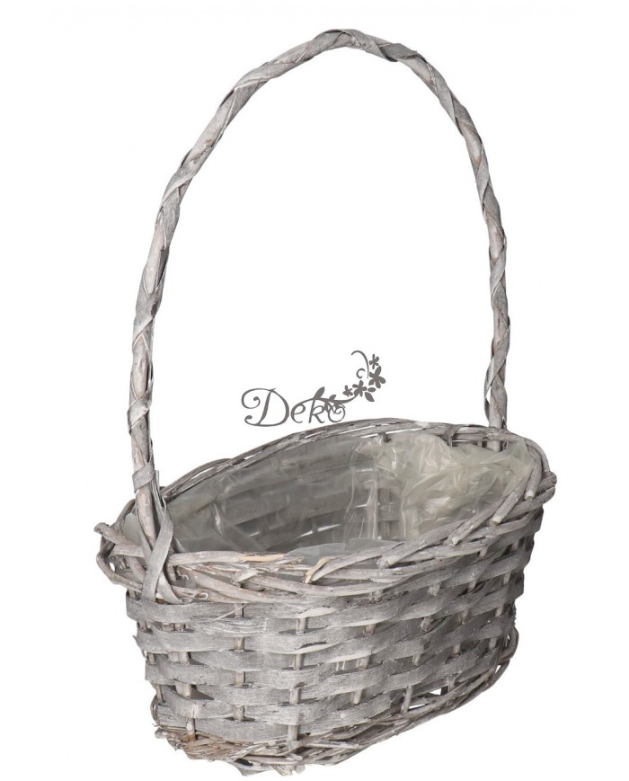 KOSZ WIKLINOWY DUŻY MOCNY SZARY KOSZE PREZENTOWE