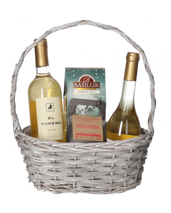 KOSZ WIKLINOWY DUŻY MOCNY SZARY KOSZE PREZENTOWE