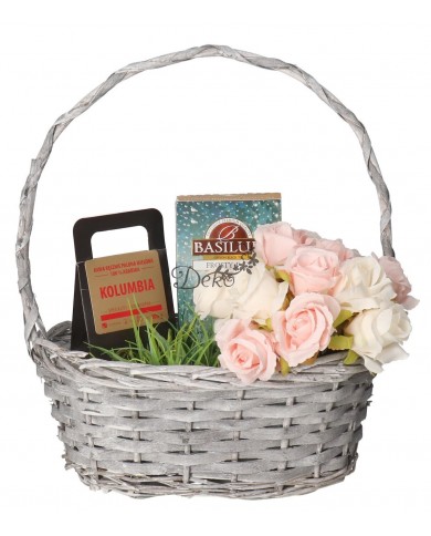 KOSZ WIKLINOWY DUŻY MOCNY SZARY KOSZE PREZENTOWE