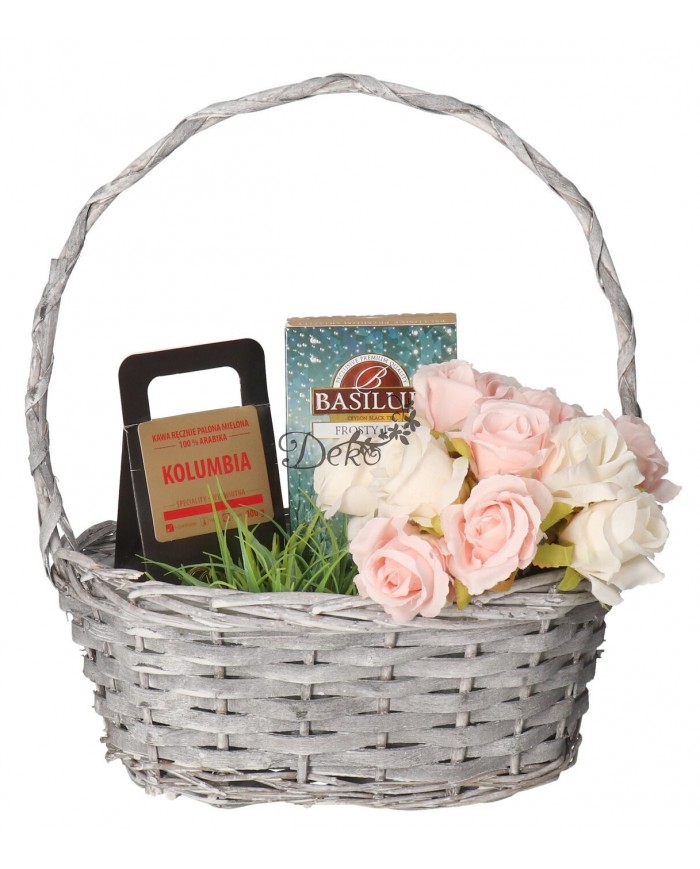 KOSZ WIKLINOWY DUŻY MOCNY SZARY KOSZE PREZENTOWE