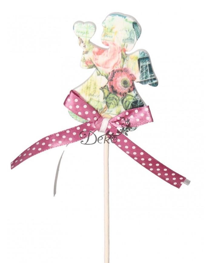 Dekoracyjny Aniołek Na Piku z Wstążką 31 cm