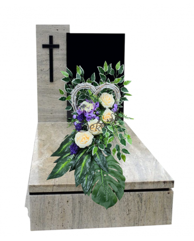 STROIK NA GRÓB KOMPOZYCJA DUŻA SZTUCZNE KWIATY SERCE