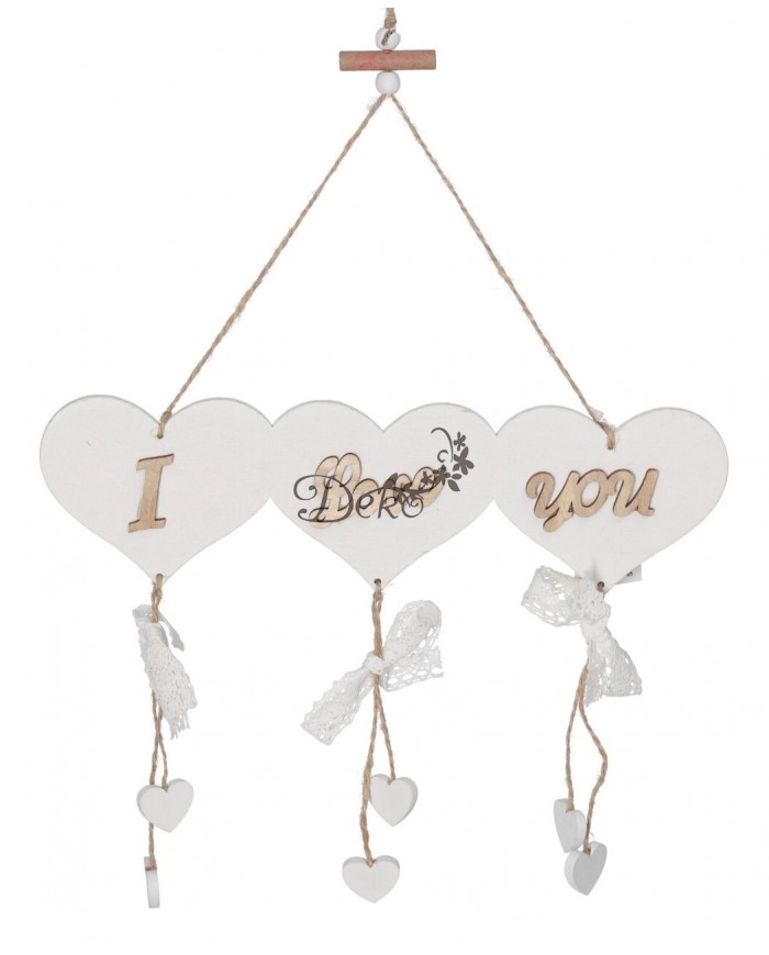 ZAWIESZKA DREWNIANA Z NAPISEM LOVE SERCE