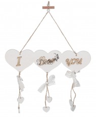 ZAWIESZKA DREWNIANA Z NAPISEM LOVE SERCE