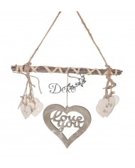ZAWIESZKA DREWNIANA Z NAPISEM LOVE SERCE
