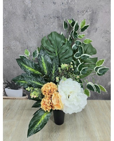 WIĄZANKA STROIK NA GRÓB DUŻY KOMPOZYCJA SZTUCZNE KWIATY DO WAZONU