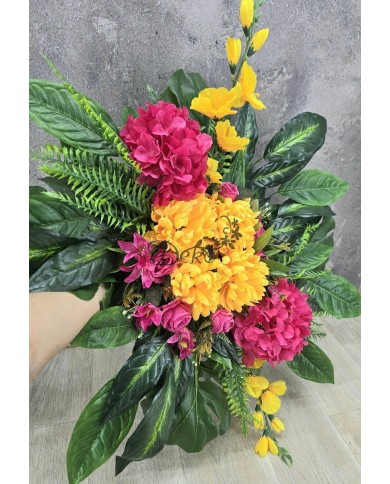 WIĄZANKA STROIK NA GRÓB KOMPOZYCJA DUŻA SZTUCZNE KWIATY