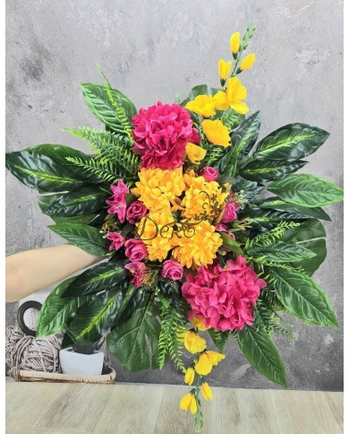 WIĄZANKA STROIK NA GRÓB KOMPOZYCJA DUŻA SZTUCZNE KWIATY