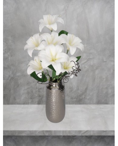 LILIA LILIE W BUKIECIE SZTUCZNE KWIATY JAK ŻYWE 58 CM DUŻY BUKIET