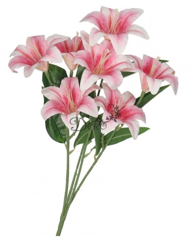 LILIA LILIE W BUKIECIE SZTUCZNE KWIATY JAK ŻYWE 58 CM DUŻY BUKIET