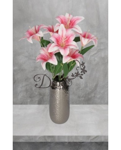 LILIA LILIE W BUKIECIE SZTUCZNE KWIATY JAK ŻYWE 58 CM DUŻY BUKIET