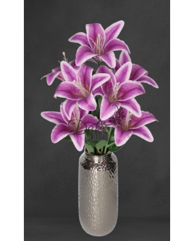 LILIA LILIE W BUKIECIE SZTUCZNE KWIATY JAK ŻYWE 58 CM DUŻY BUKIET