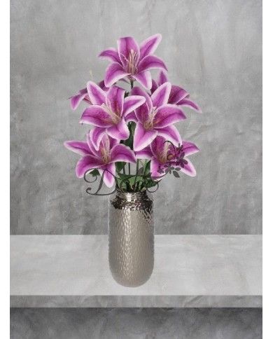 LILIA LILIE W BUKIECIE SZTUCZNE KWIATY JAK ŻYWE 58 CM DUŻY BUKIET