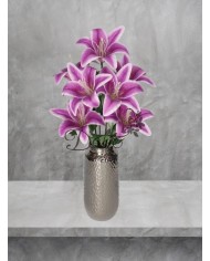 LILIA LILIE W BUKIECIE SZTUCZNE KWIATY JAK ŻYWE 58 CM DUŻY BUKIET