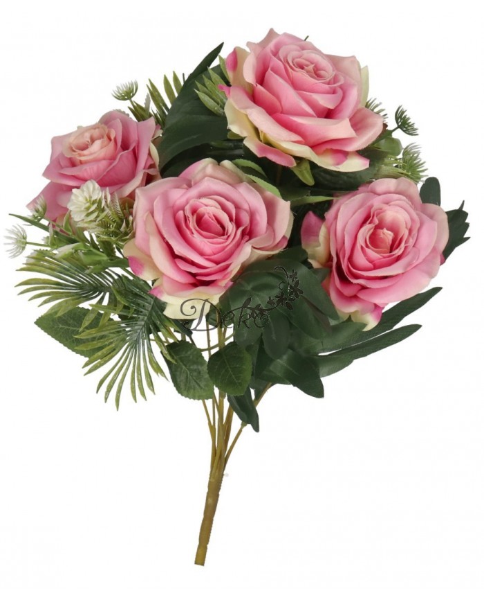 RÓŻA RÓŻE W BUKIECIE SZTUCZNE KWIATY JAK ŻYWE 49 CM DUŻY BUKIET GĘSTY