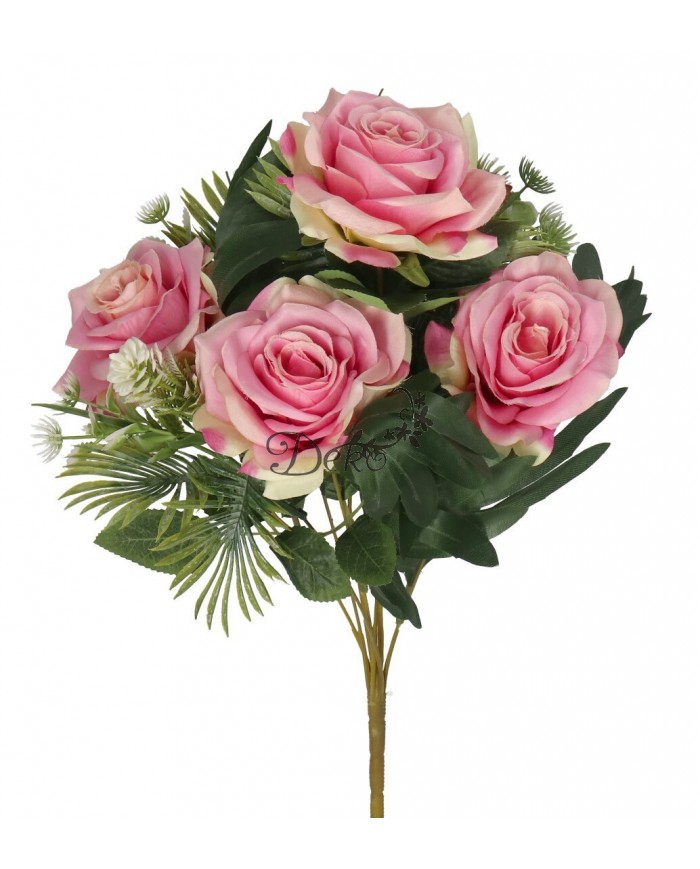 RÓŻA RÓŻE W BUKIECIE SZTUCZNE KWIATY JAK ŻYWE 49 CM DUŻY BUKIET GĘSTY