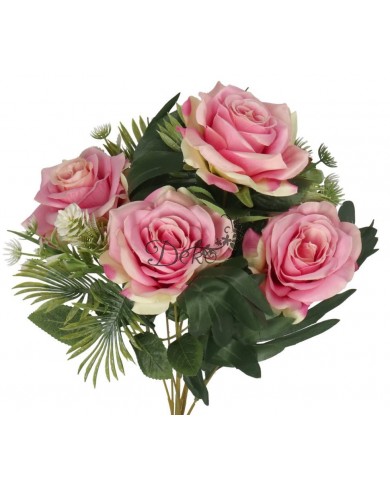RÓŻA RÓŻE W BUKIECIE SZTUCZNE KWIATY JAK ŻYWE 49 CM DUŻY BUKIET GĘSTY