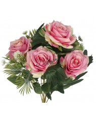 RÓŻA RÓŻE W BUKIECIE SZTUCZNE KWIATY JAK ŻYWE 49 CM DUŻY BUKIET GĘSTY