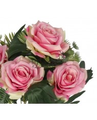 RÓŻA RÓŻE W BUKIECIE SZTUCZNE KWIATY JAK ŻYWE 49 CM DUŻY BUKIET GĘSTY