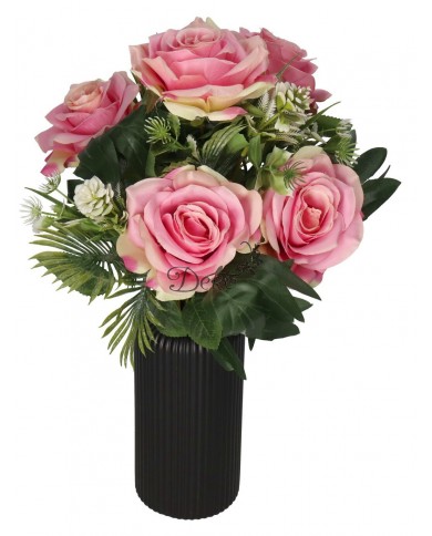 RÓŻA RÓŻE W BUKIECIE SZTUCZNE KWIATY JAK ŻYWE 49 CM DUŻY BUKIET GĘSTY