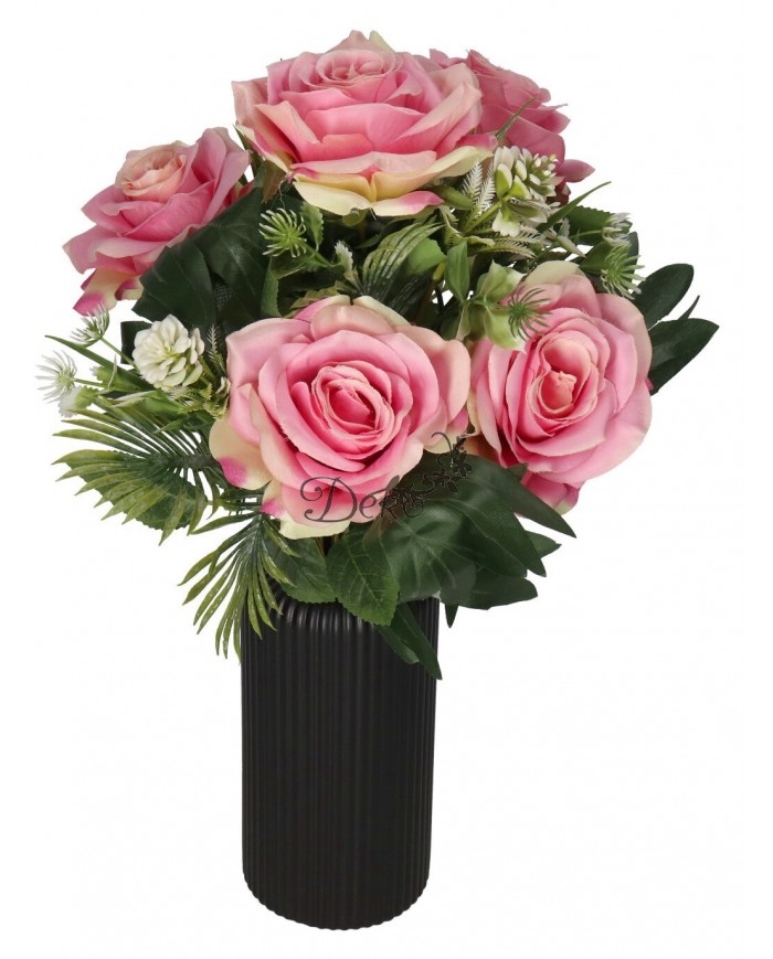 RÓŻA RÓŻE W BUKIECIE SZTUCZNE KWIATY JAK ŻYWE 49 CM DUŻY BUKIET GĘSTY