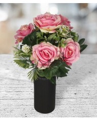 RÓŻA RÓŻE W BUKIECIE SZTUCZNE KWIATY JAK ŻYWE 49 CM DUŻY BUKIET GĘSTY