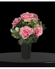 RÓŻA RÓŻE W BUKIECIE SZTUCZNE KWIATY JAK ŻYWE 49 CM DUŻY BUKIET GĘSTY